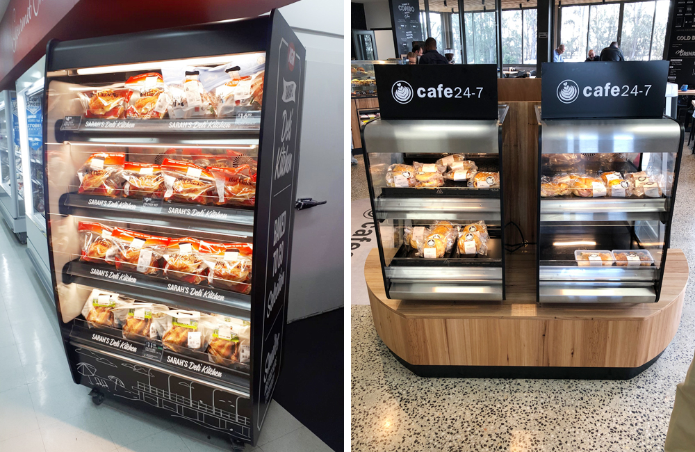 Hot grab and go Flexeserve Zone® heated displays installed in food outlets in Australia