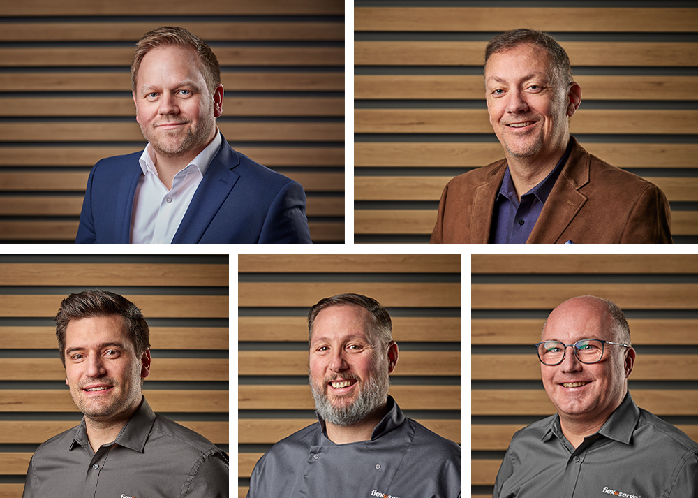 On the Flexeserve stand at NAFEM 23 will be Jamie Joyce - Global CEO, Dave Hinton - President of the Americas, Warwick Wakefield - Director of Customer Experience, Adam Dyer - Director of Culinary, Flexeserve Inc and Dirk Wissmann - Operational Support & Development Manager