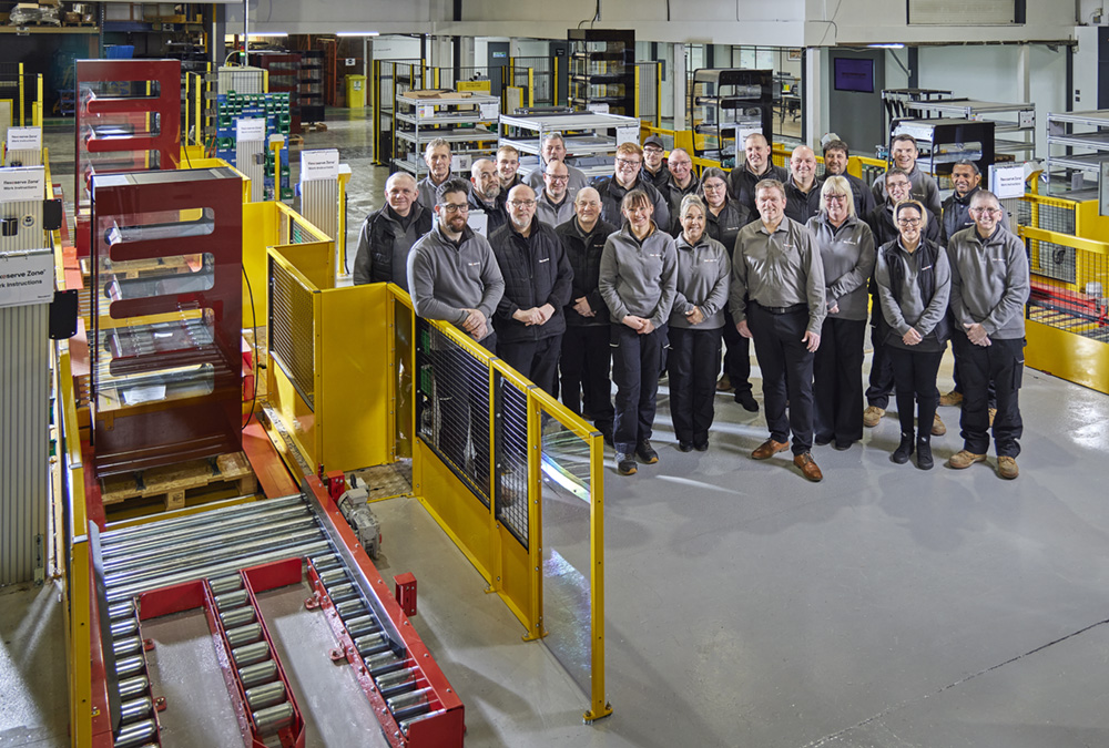 Members of the Flexeserve team next to the newly launched production line where the company's industry-leading hot-holding units are made - Queen’s Award for Enterprise: Innovation