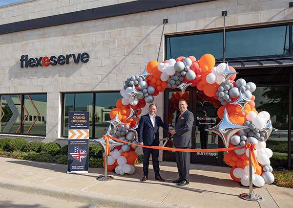 Flexeserve Inc. Grand Opening with Global CEO, Jamie Joyce and President of Flexeserve Inc., Dave Hinton cutting the ribbon