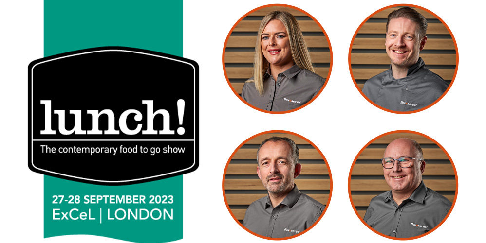 Meet our hot food experts at lunch! 2023: [L-R] Holly Francis – Head of Customer Development, Billy Eatenton – Head of Culinary, Kristian Ward – EMEA Key Account Manager, Dirk Wissmann – Operational Support and Development Manager
