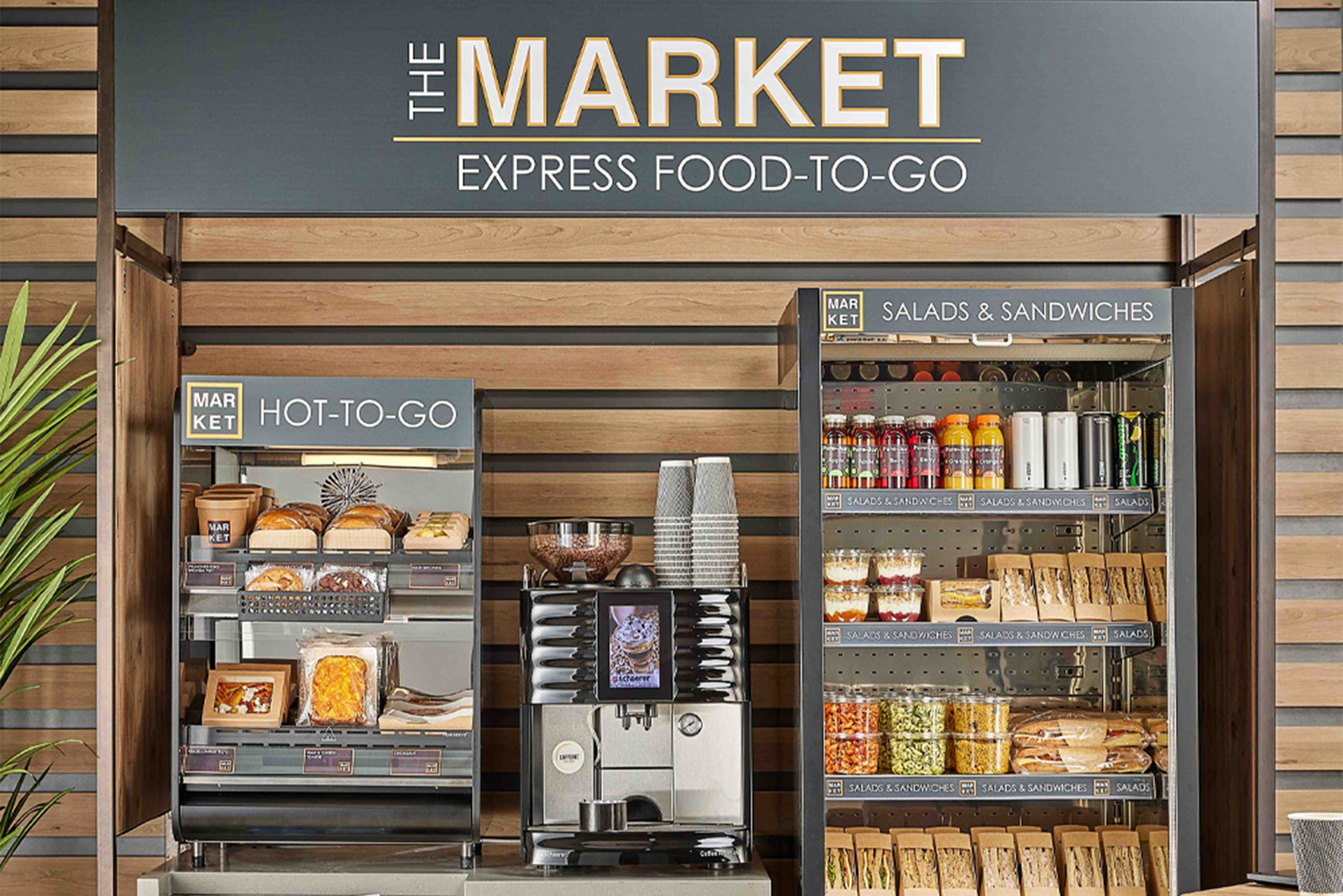 Self-service Micro Market featuring Flexeserve Zone Countertop unit with a range of hot grab and go
