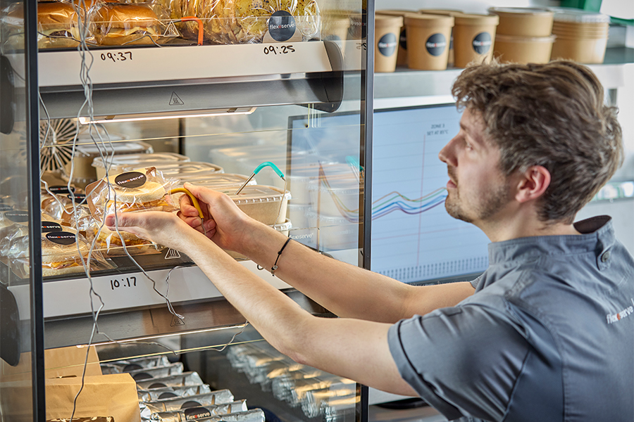 Flexeserve temperature testing a range of hot food-to-go in their multi-award-winning Flexeserve Zone heated display, as part of Flexeserve Solution, which puts customers at the heart of their expertise