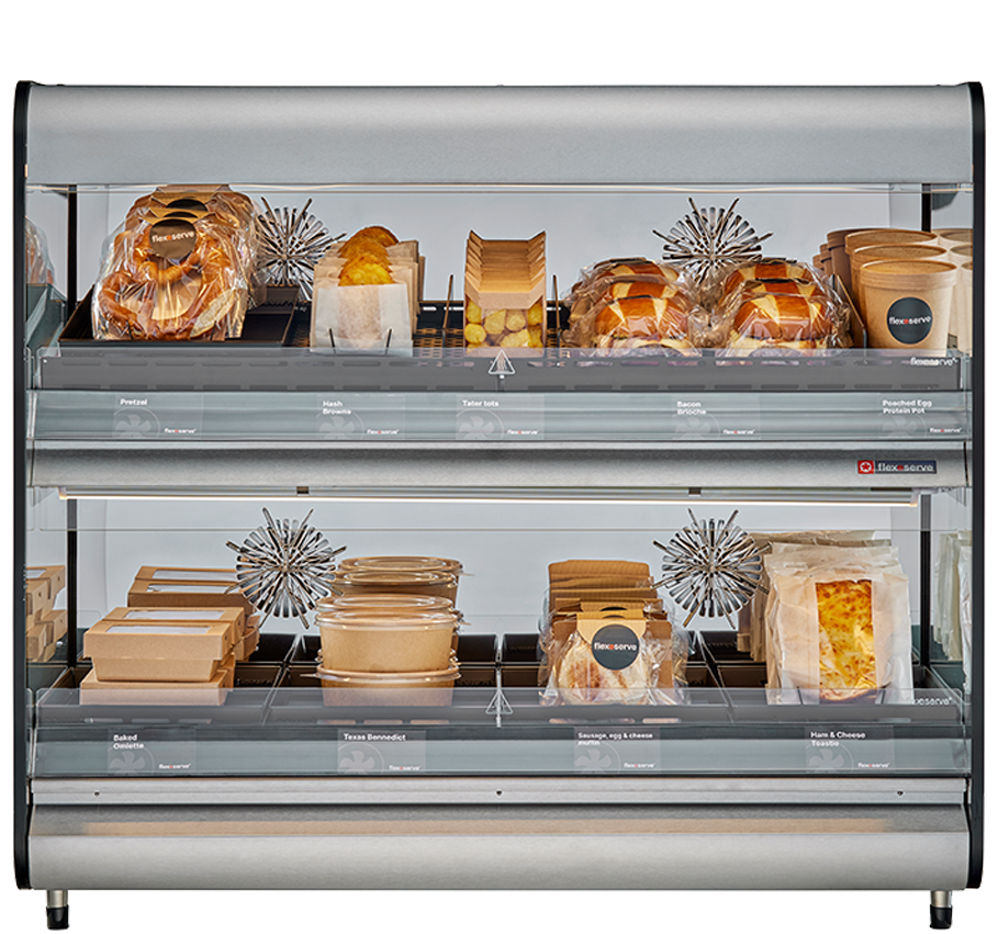 Flexeserve Zone Countertop equipado con una variedad de comida caliente para llevar