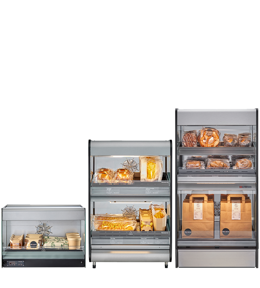 Flexeserve Zone Lite, Flexeserve Zone 2 Tier Countertop, Flexeserve Zone 2 Tier Xtra: vitrinas compactas y versátiles para comida caliente que impulsan las ventas y la rentabilidad en cualquier punto del establecimiento